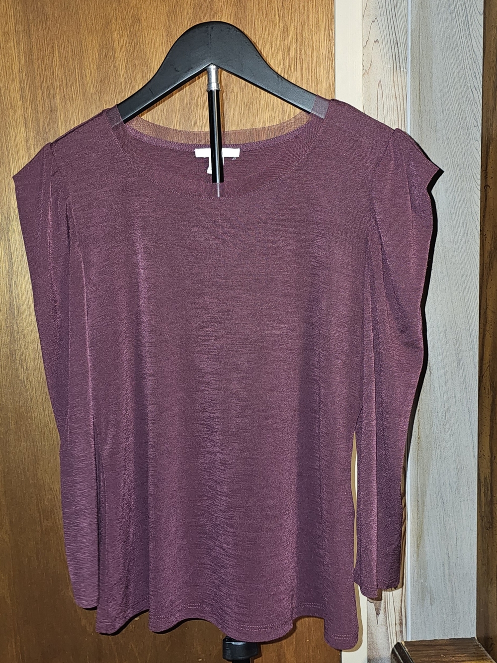 Bar III Plum Long Sleeve Scoop Neck Top